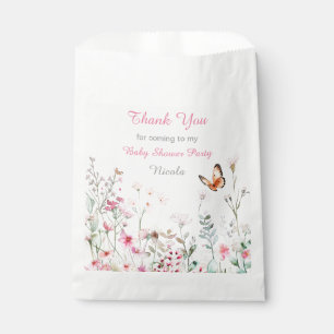 Spring Deep Pink Butterfly Floral Baby shower Bedankzakje