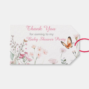 Spring Deep Pink Butterfly Floral Baby shower Cadeaulabel