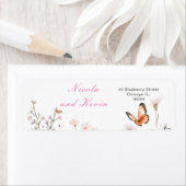 Spring Deep Pink Butterfly Floral Wedding Etiket (Insitu)