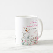 Spring Deep Pink Butterfly Floral Wedding Koffiemok (Voorkant rechts)