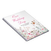 Spring Deep Pink Butterfly Floral Wedding Notitieboek (Rechterzijde)