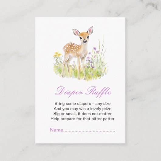 Spring Deer Baby shower Luier Raffle Informatiekaartje (Voorkant)