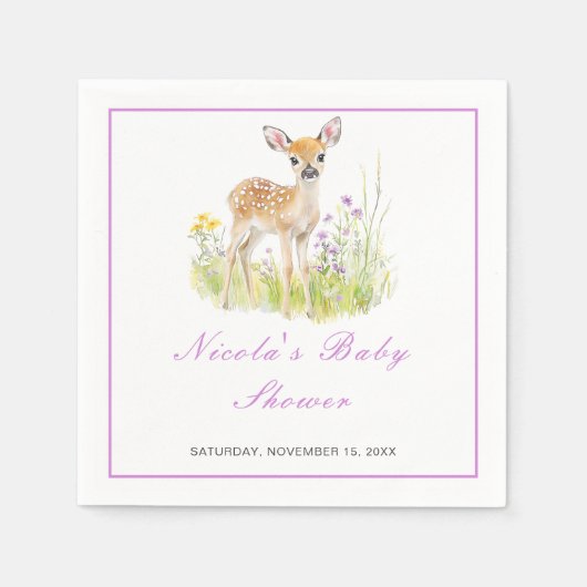 Spring Deer Baby shower servet (Voorkant)