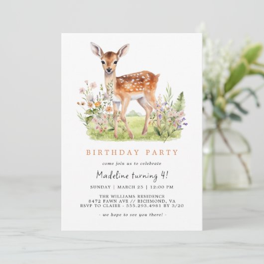 Spring Deer Fawn | Schattigee grillige meiden verj Kaart (Staand voorkant)