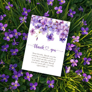 Spring Delicate Violet Flowers Baby shower Bedankkaart