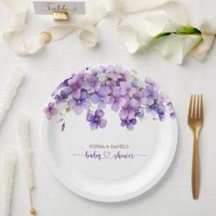 Spring Delicate Violet Flowers Baby shower Papieren Bordje