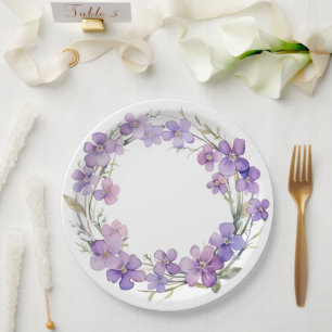 Spring Delicate Violet Flowers Baby shower Papieren Bordje