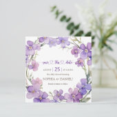 Spring Delicate Violet Flowers Baby shower Save The Date (Staand voorkant)