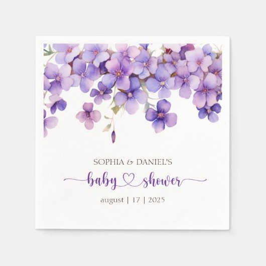 Spring Delicate Violet Flowers Baby shower Servet (Voorkant)