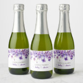 Spring Delicate Violet Flowers Baby shower Sparkling Wijnetiket (Flessen)
