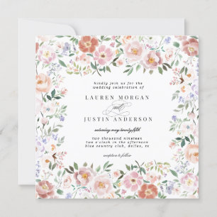 Spring Ditsy Blush Bloemen Plein bruiloft Kaart