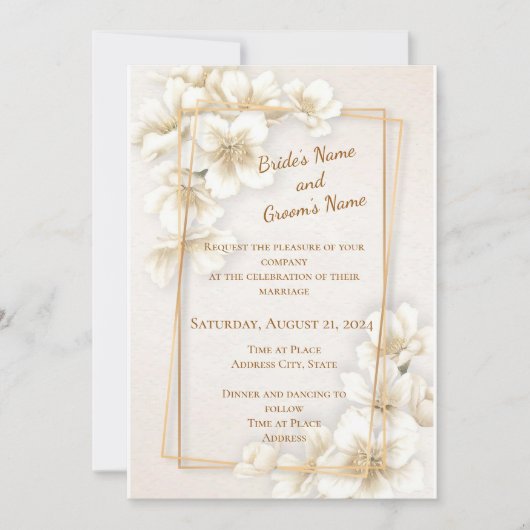 Spring Dogwood Flower Wedding Invitation Kaart (Voorkant)