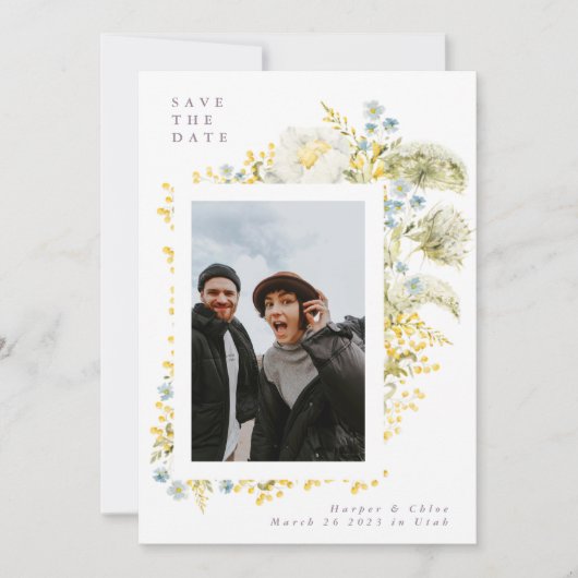 Spring Dreams Wild Florals Waterverf Weddenschap Save The Date (Voorkant)