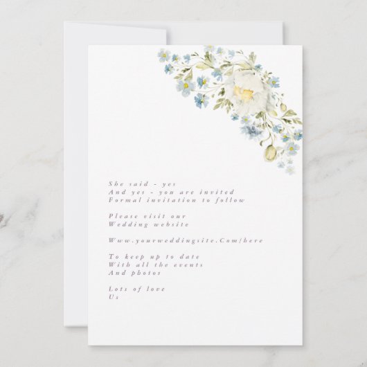 Spring Dreams Wild Florals Waterverf Weddenschap Save The Date (Achterkant)