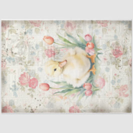Spring Duckling Floral Art Shabby Chic Decoupage Tissuepapier