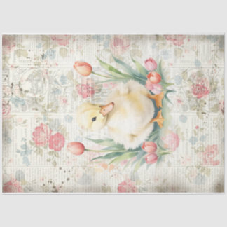 Spring Duckling Floral Art Shabby Chic Decoupage Tissuepapier