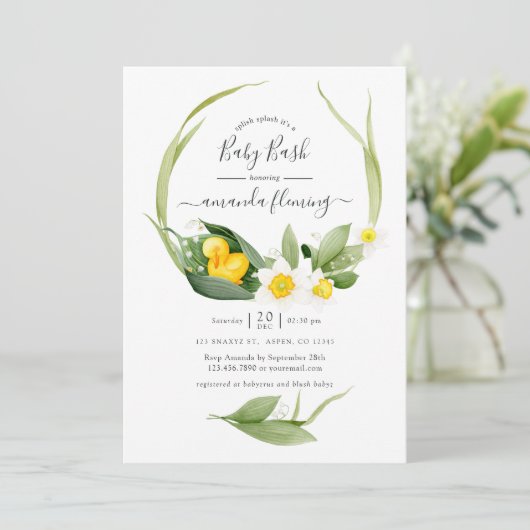 Spring Duckling Splish Splash Baby shower Kaart (Staand voorkant)