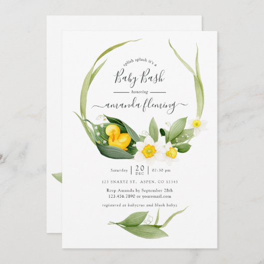 Spring Duckling Splish Splash Baby shower Kaart (Voorkant / Achterkant)