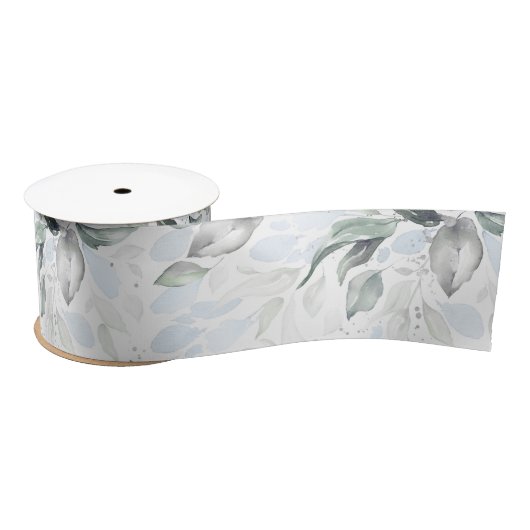Spring Dusty Blue Greenery Foliage Elegant White Lint (Spoel)