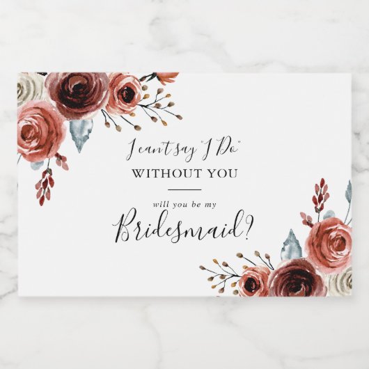 Spring Elegant Bloemen Bruidsmeisje voorstel Sparkling Wijnetiket (Enkel label)