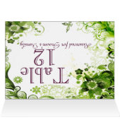 Spring Emerald Green Floral Wedding Table Number (Binnen Horizontaal (Boven))