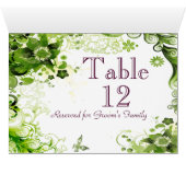 Spring Emerald Green Floral Wedding Table Number (Binnen Horizontaal (Onder))