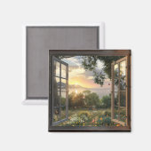 Spring en Zee Window Uitzicht Magneet (Voorkant / Achterkant)