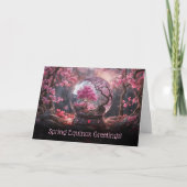 Spring Equinox Greetings with Pretty Pink Blossoms Kaart (Voorkant)