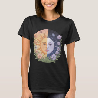 Spring Equinox Harmony – Sun & Moon Balance Nature T-shirt