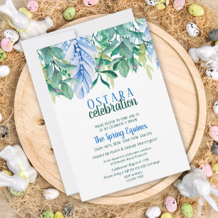 Spring Equinox Ostara Feather Flowers Foliage Kaart