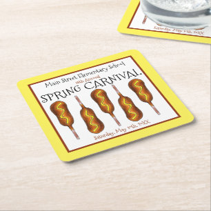 Spring Fair Carnival Festival Corn Dog Corndog Vierkante Kartonnen Onderzetter
