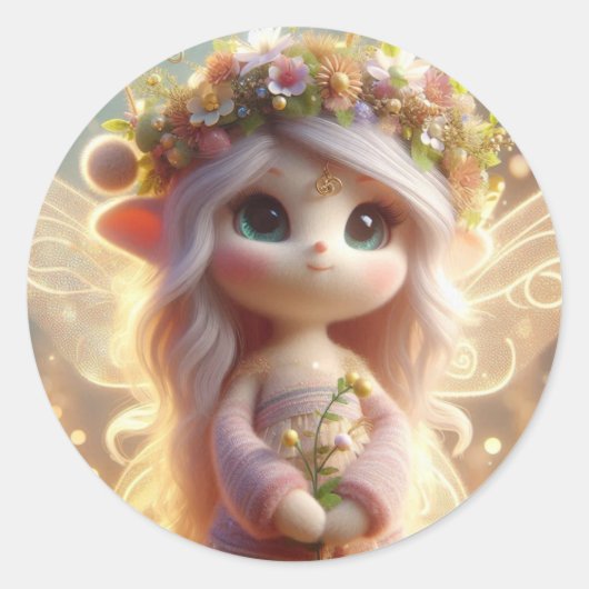 Spring Fairy Ronde Sticker (Voorkant)