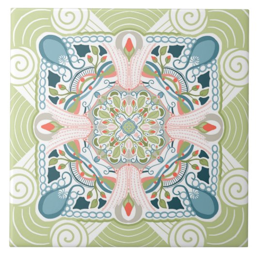 Spring Fantasy Mandala Tegeltje (Voorkant)