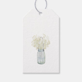 Spring Farmhouse  Jar met White Flowers Cadeaulabel