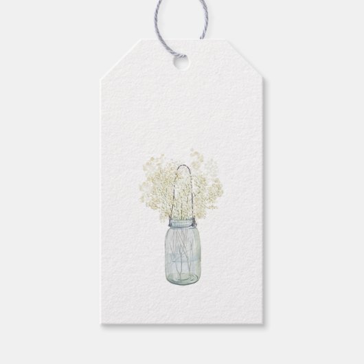 Spring Farmhouse  Jar met White Flowers Cadeaulabel (Voorkant)