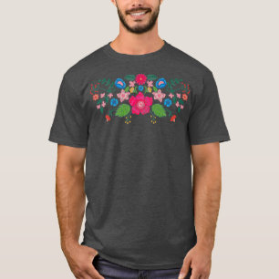 Spring Faux Embroided Flower Mexican Applique T-shirt