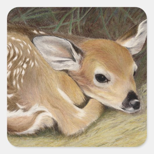 Spring Fawn Vierkante Sticker (Voorkant)