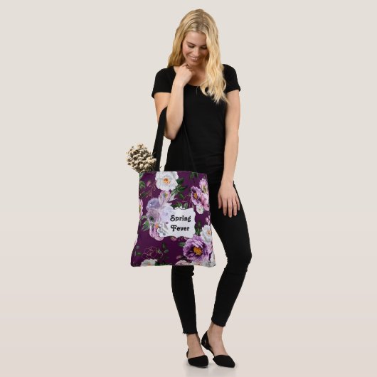 Spring Fever Paarse Bloemen Mode Tas (Op model)
