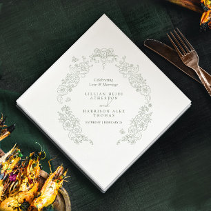 Spring Fleur de lis bruiloft salie groen wit Servet