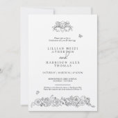 Spring Fleur de lis bruiloft zwarte witte kunst Kaart (Voorkant)