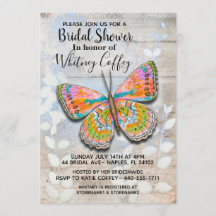 Spring Fling Butterfly Bruids Douche Uitnodiging