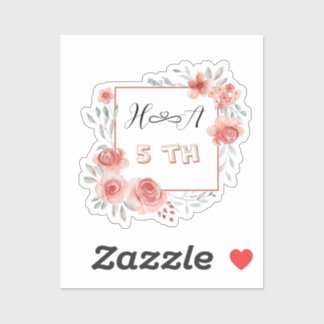 Spring Floral Anniversary | Elegant Modern Wedding Sticker