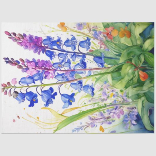 Spring Floral Bluebells Tissue Paper Tissuepapier (Voorkant)