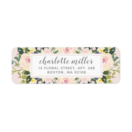 Spring Floral Blush retour adres label (Voorkant)