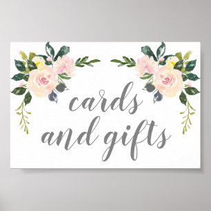 Spring Floral Blush Wedding Cards and Gifts Sign Poster