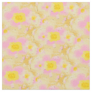 Spring Floral Bold Yellow en roze Stof