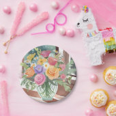 Spring Floral Bouquet | Bloemenvaas Waterverf Papieren Bordje (Feest)