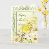 Spring Floral Bouquet Moederdag Wenskaart Kaart (Gele Bloem)