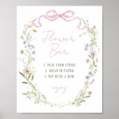 Spring Floral Bow Wreath Flower Bar Poster (Voorkant)