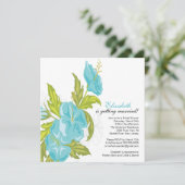 Spring Floral Bridal Shower Invitation Turquoise Kaart (Staand voorkant)